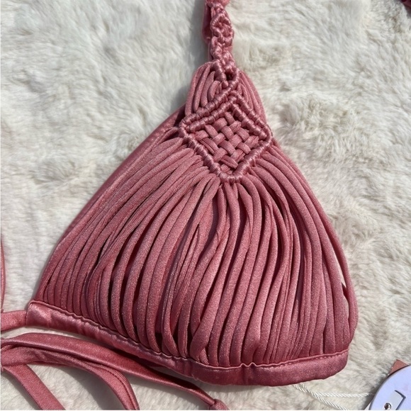 PQ M/L Mila Top and Ruched Teeny Bikini Bottom in Pink Pearl - Picture 6 of 8